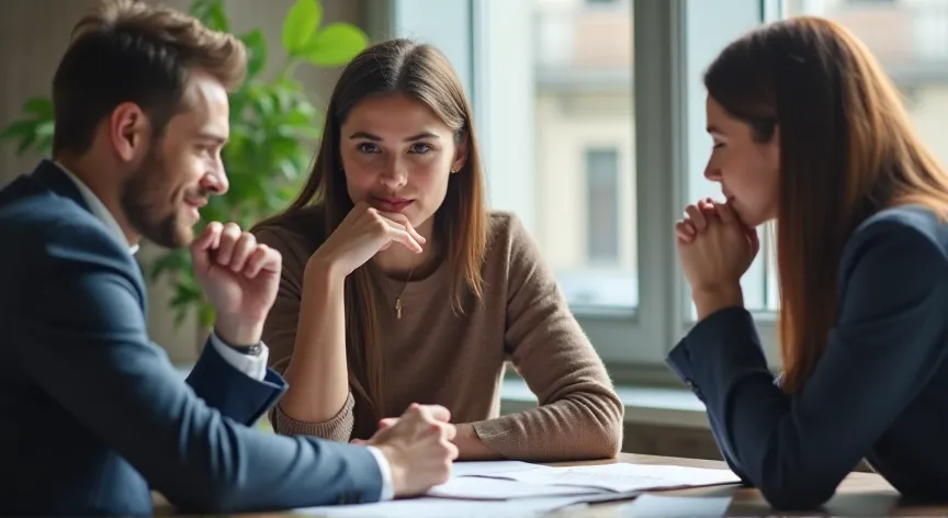 A newlywed couple stressed about bankruptcy and having a meeting with an attorney