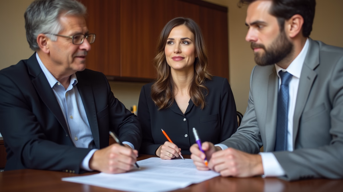 The probate staff working under Managing Partner Steven Farley Bliss focused on Riverside County probate matters is shown meeting with clients in our Southern California office addressing critical legal details discussing Affidavit of Death of Joint Tenant