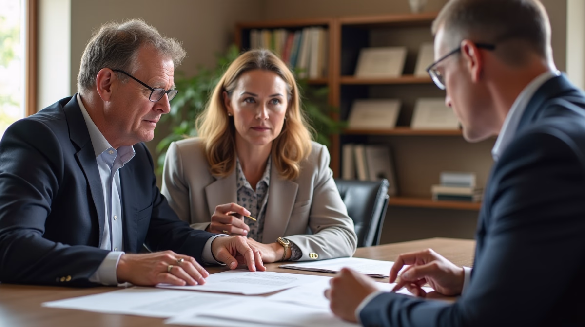 The probate staff working under Managing Partner Steven Farley Bliss focused on Riverside County probate matters is shown meeting with clients in our Southern California office addressing critical legal details discussing Closing an Estate with Pending Lawsuits