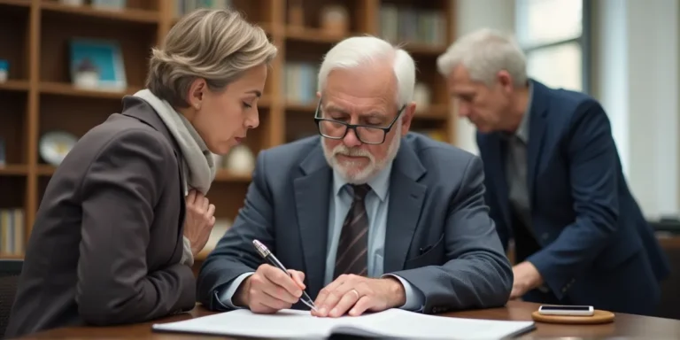 elderly people at a law office to probate a will