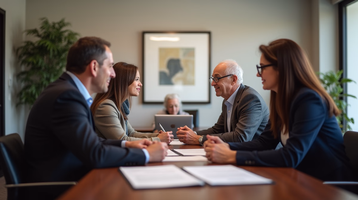 The probate staff working under Managing Partner Steven Farley Bliss focused on Riverside County probate matters is shown meeting with clients in our Southern California office addressing critical legal details discussing Probate of Will vs Administration