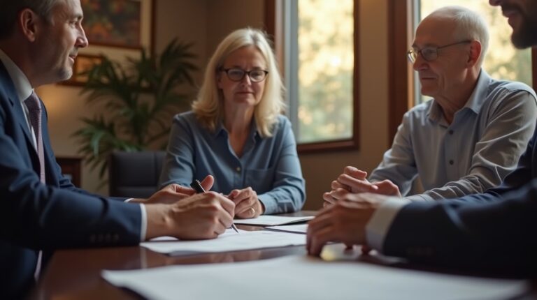 The probate staff working under Managing Partner Steven Farley Bliss focused on Riverside County probate matters is shown meeting with clients in our Southern California office addressing critical legal details discussing Settling a Will Contest Out of Court