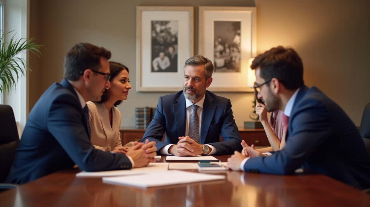 The probate staff working under Managing Partner Steven Farley Bliss focused on Riverside County probate matters is shown meeting with clients in our Southern California office addressing critical legal details discussing Storing Firearms Found in the Estate