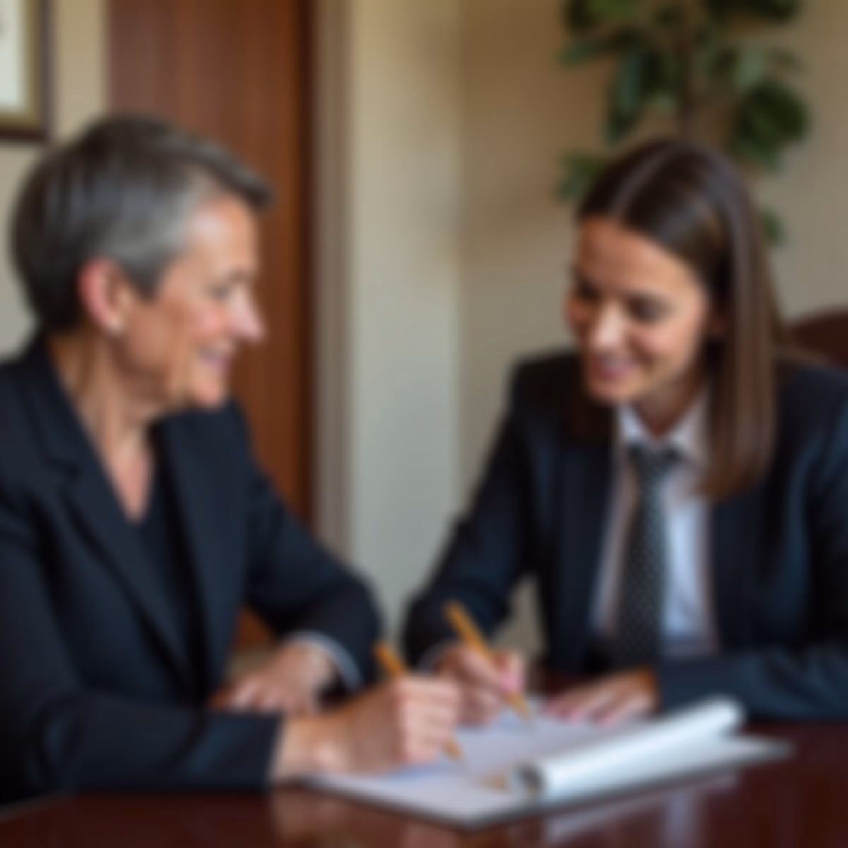 The dedicated trusts staff at The Law Firm of Steven F Bliss Esq focused on Riverside County trust matters meets with clients to manage the trust administration process to sign vital paperwork discussing What Happens If Business Ownership Isnt Properly Transferred