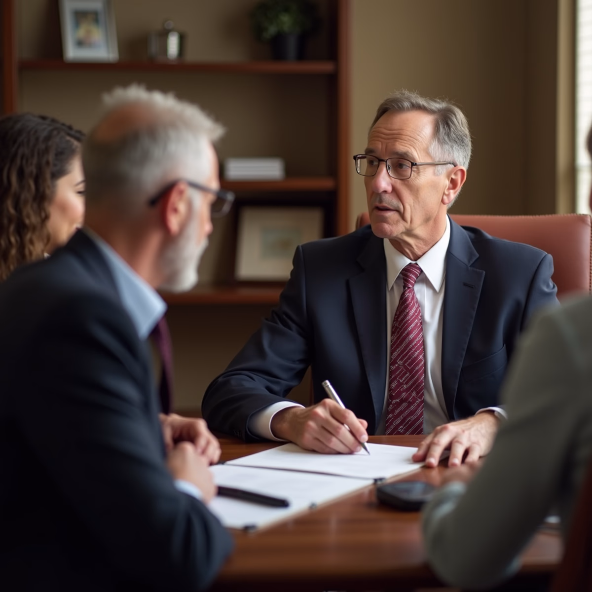 The probate staff working under Managing Partner Steven Farley Bliss focused on Riverside County probate matters is shown meeting with clients in our Southern California office addressing critical legal details discussing What Happens When Theres a Will But No Executor