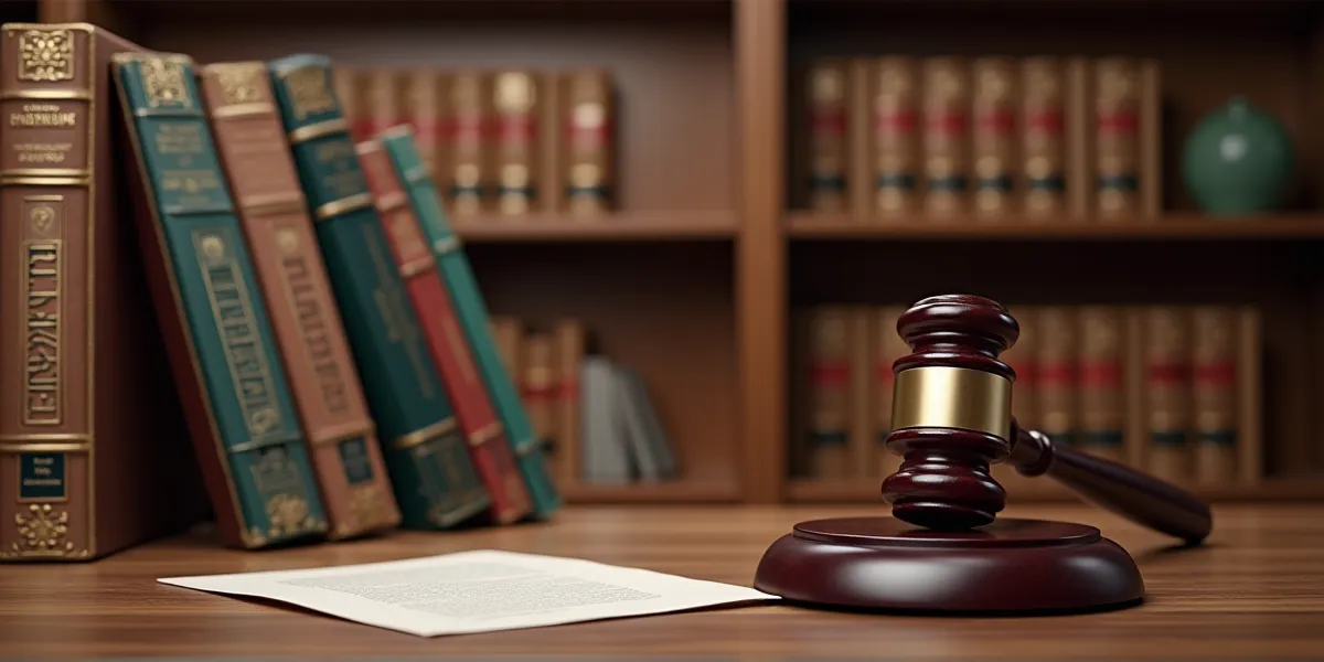 rich colors of a lw office with legal books and probate papers