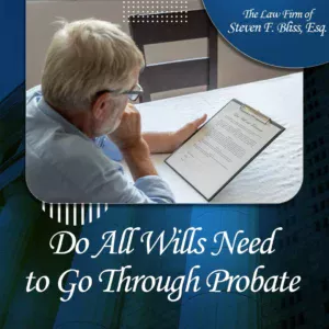 A man looking at his will and probate filing procedures.