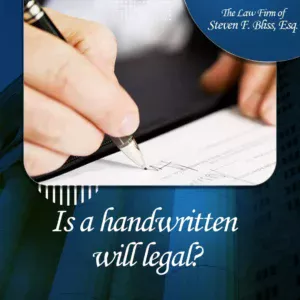 A person handwriting a living will.
