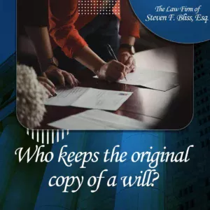Two people going of legal documents and signing a will.