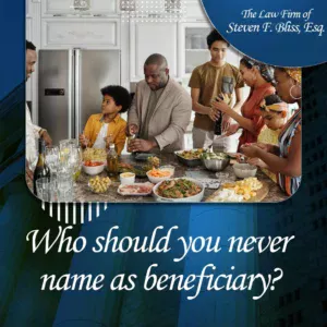 Family members in the kitchen with food on the counter discussing their options with their living trust.